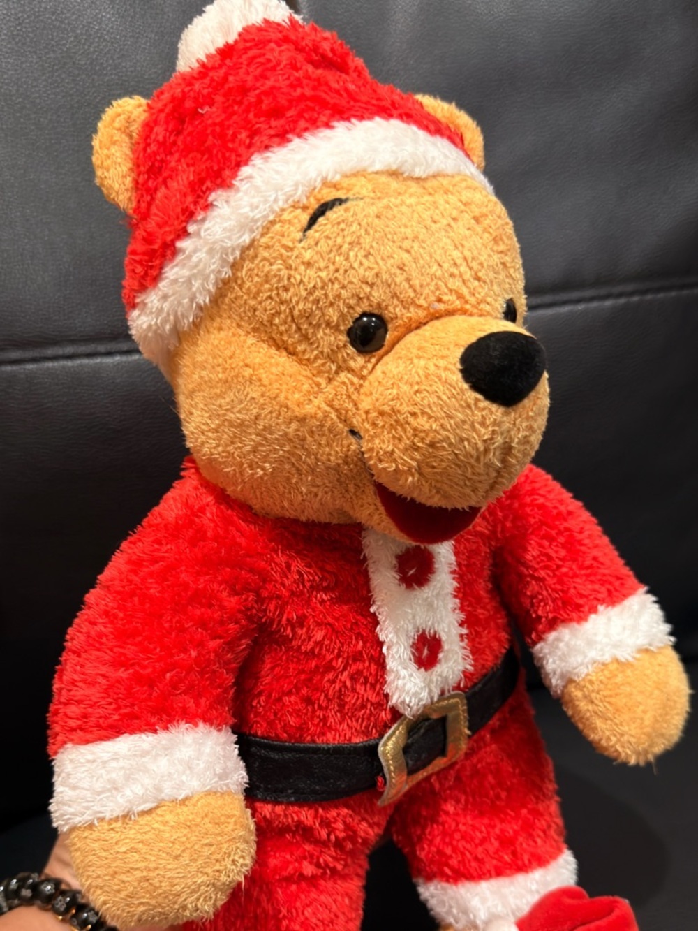 Disney Santa Pooh Plush Tag - Red and Gold